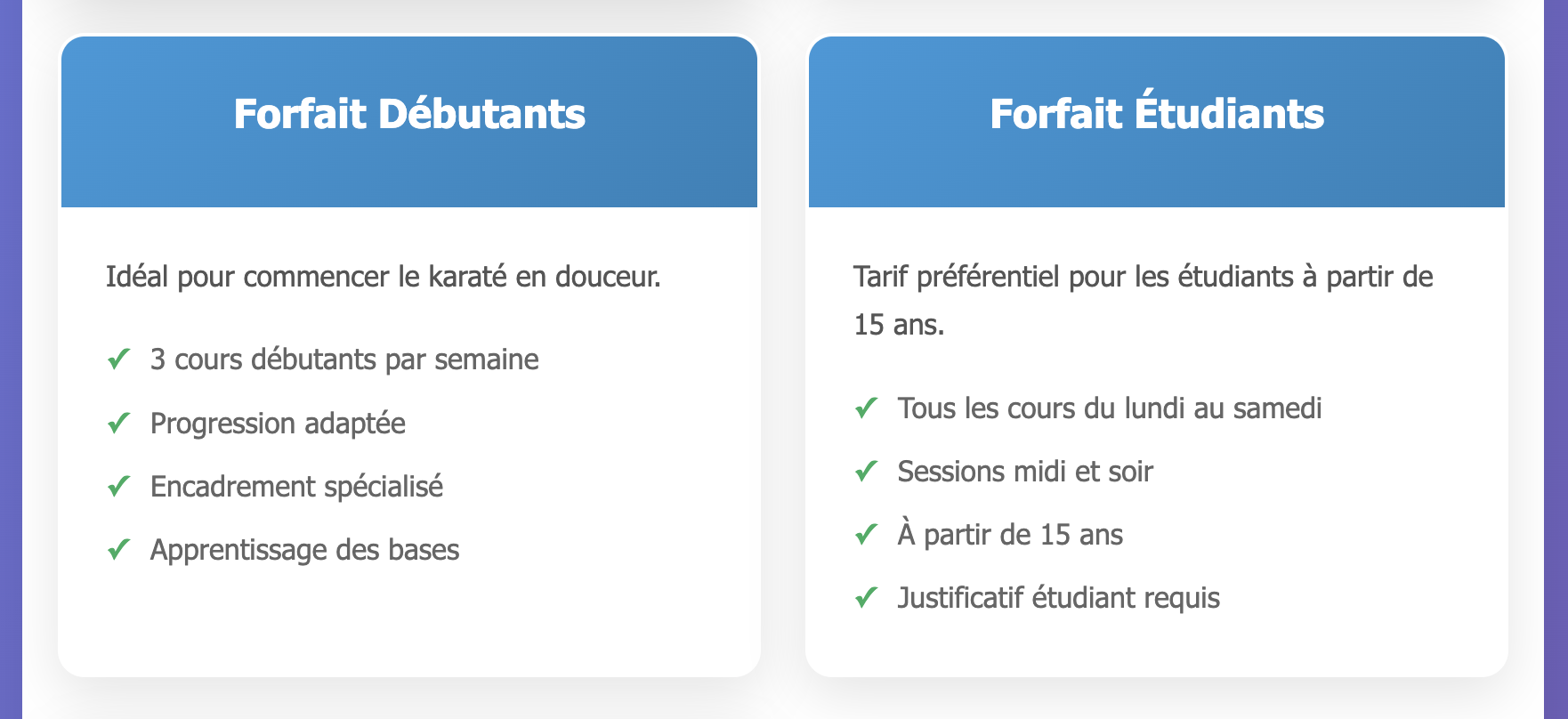 Les tarifs de nos cours de Karaté Tarifs - club de karaté paris MAK